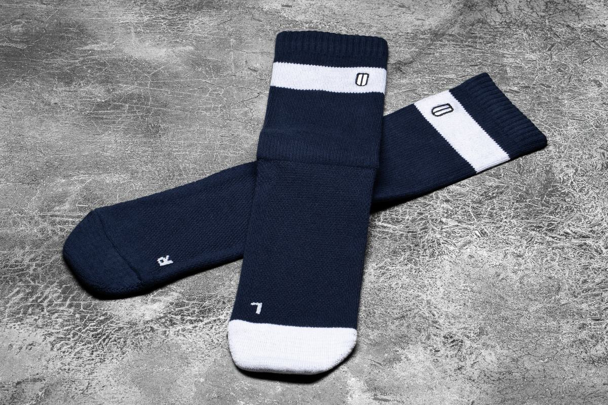 Nobull Crew Men\'s Socks Navy White | Australia (HB4895)